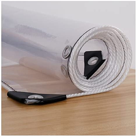 2.4x5m Telo Impermeabile Trasparente Occhiellato, 0.3mm Telone Antipioggia per Esterno, Telo Plastica Antivento per Balcone Giardino Gazebo