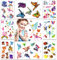Deen Tattoo Kinder 8 Blätter,Glitzer Temporäre Tattoos Mädchen Einhorn Meerjungfrau Feen Schmetterling Kindertattoos Aufkleber für Kindergeburtstag Mitgebsel Party Spielzeug Deko Geschenke