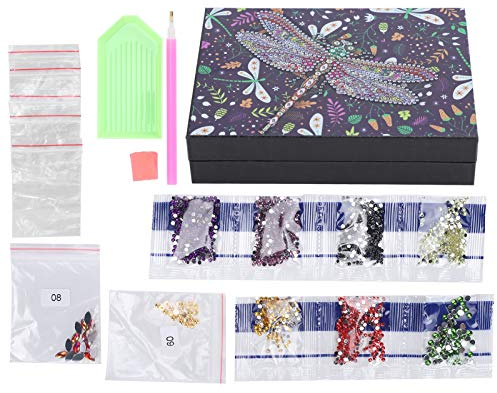 Joyzan Diamond Painting Box, DIY Schmuckschatulle Kit Spezielle Form Strass Stickerei Libelle Geformter Ohrring Aufbewahrungsbehälter Aufbewahrung Organizer Ringe Halskette Armband Kreativer Craft