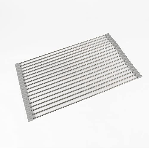 Wehouseware® Escurreplatos Enrollable, Escurridor Fregadero, Acero Inoxidable para Secar Frutas, Verduras y Platos