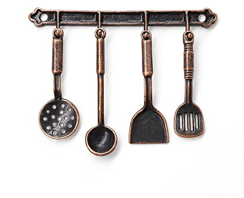 Odoria 1/12 Miniatur Kuechenutensilien 4 Stück Puppenhaus Zubehör, Bronze