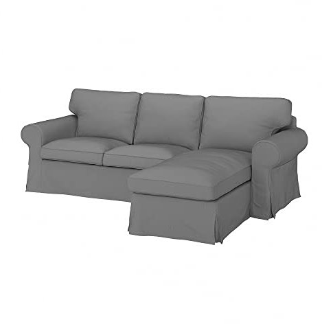 Ikea EKTORP 3-Sitzer Sofa mit Chaiselongue Remmarn hellgrau