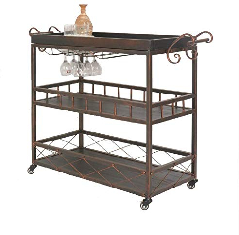 TONPOP Küchenwagen mit Rädern Trolley Weinregale Home Barwagen Servierwagen Sideboard Küchenregal 3 Etagen Trolley Beauty Trolley Barwagen für Zuhause, Küche (Bronze) (Messing) (Bronze)