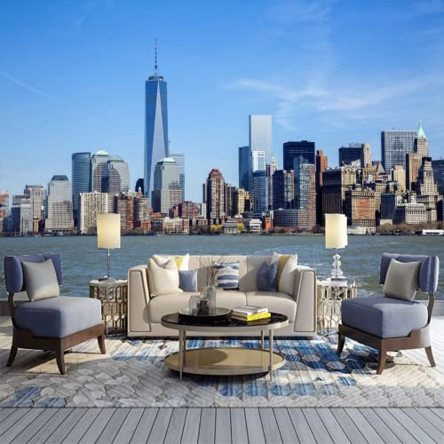 GIVLWF Papier Peint Panoramique de Horizon De New York, Tour De La Liberté Pendant La Journée Poster Murale Intissé - pour Chambre Salon Décoration Murale 450 x 315 cm