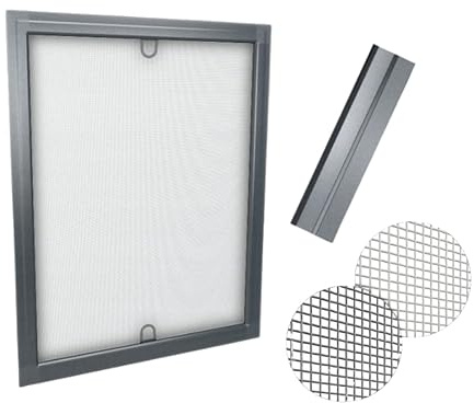 Time4Blinds Fliegengitter für Fenster - Insektenschutz ohne Bohren, mit Alurahmen Mückenschutz individuell kürzbar - Fliegennetz Fliegenschutzgitter 90x150 Anthrazit Rahmen, graues Netz