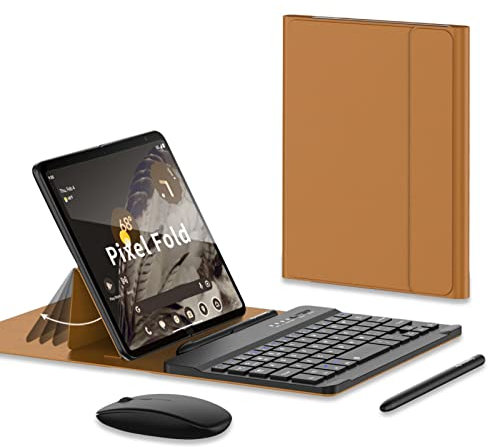 Hülle Case for Pixel Fold Keyboard + Mouse + Adjustable Angle Flip Folio + Pen + Pen Slot,Book Cover Keyboard Kit for Google Pixel Fold(2)