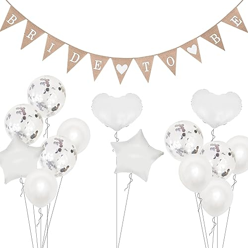 Junggesellenabschied Frauen 15 Stück Dekoration Hochzeit JGA Deko Jute Deko Dreieck Banner JGA Luftballons Hochzeitsdeko Boho für Hochzeitsfeiern zur Dekoration von Autos Kaminsimsen und Geländern