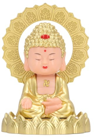 Tonysa Solar Shaking Head Buddha Statue Solar Wackelnde Maitreya Auto Ornament Dekoration für Reichtum und Glück für Geschenke