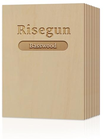 Risegun Sperrholzplatte 3mm, 12 Stück Linde Sperrholz A4 297 x 210 x 3mm Dünne Holzplatten Unbehandeltes Bastelhölzer Holz für DIY Handwerk Modellbau Brandmalerei Lasergravur