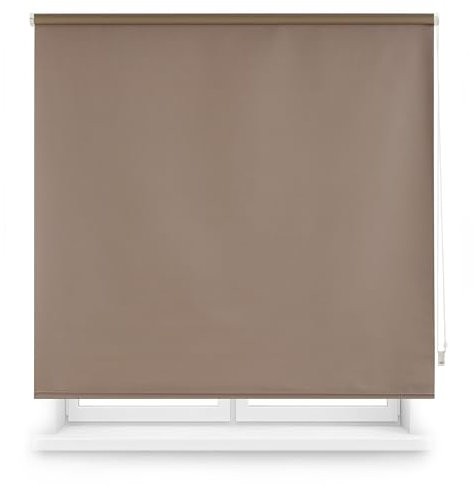 Blindecor Verdunkelungsrollo, nach Maß, Braun, 100 x 230 cm (Breite x Höhe), Stoffgröße 97 x 225 cm, Verdunkelungsrollo für Fenster