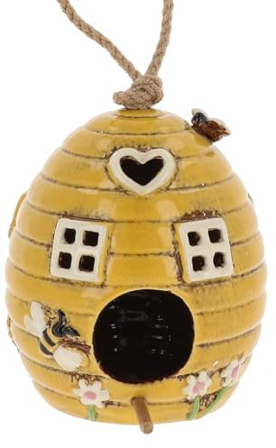 Shudehill Giftware Village Pottery Beehive Birdhouse/Feeder in Cream or Yellow (Yellow Birdhouse)