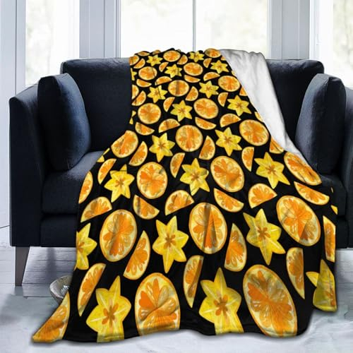 SJSXWQN Decke Gelb Orange Kuscheldecke Flauschig Extra Weich Warme Mikrofaser Wohndecke Fleecedecke für Tagesdecke Sofadecke Couchdecke Bettüberwurf - 130x150 cm