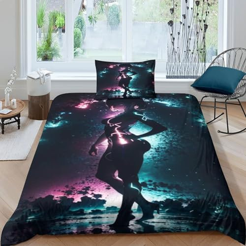 XILENY Sexy Mädchen Bettwäschegarnitur 3D Gedruckter Schwarzer Stil Bettbezug Set Mädchen Junge Kinder Bettwäsche Weich Microfaser Reissverschluss Und Kissenbezüge 2 Teilig Single(135x200cm)