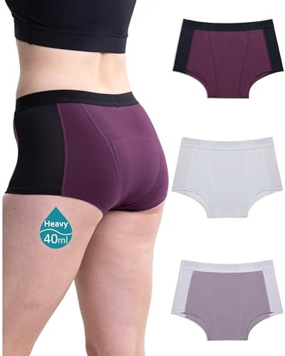Neione Periodenunterschwäsche Starke Blutung Fasst 5 Tampons Unterhosen Damen Baumwolle Boxershort Hohe Taille Menstruationsunterwäsche 3er Pack Liberal XL