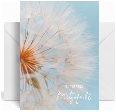 The Life Barn Trauerkarte mit Umschlag In tiefem Mitgefühl Postkarte, Kondolenzkarte, Beileidsbekundung, Trauer Karte