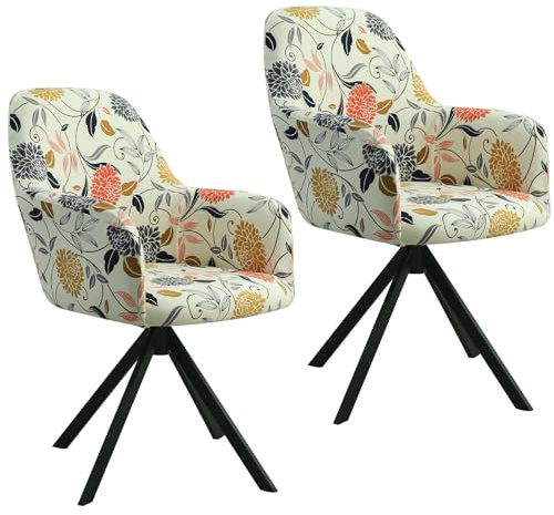 IGTOPS 2er/4er Set Stretch Stuhlbezug für Bürostuhl, Computerstuhl, Drehstuhl, Universal Stuhlhussen mit Armlehne, Abnehmbar Waschbar, Für Haushalt & Wohnen, Esszimmer,Hotel (2, Blume)