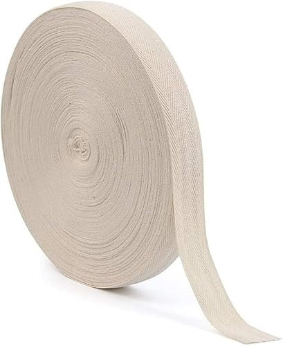 Köperband gerades Band Nahtband Baumwolle Bänder (natur - 5 Meter, 10mm Breite)