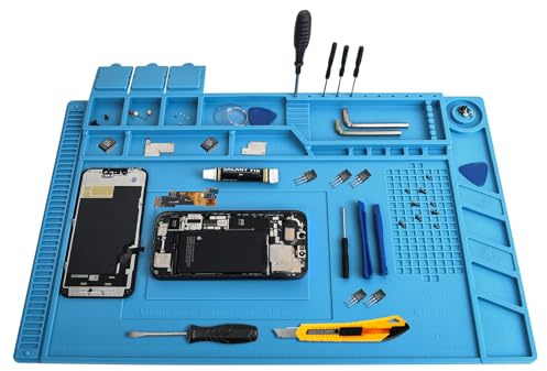 Hitzebeständige 500 °C Lötmatte, große antistatische Matte, elektronische Reparatur-Schreibtischmatte, Silikon-Arbeitsmatte, Matte für Handys, Computer und andere elektronische Geräte, Reparatur, 45 x