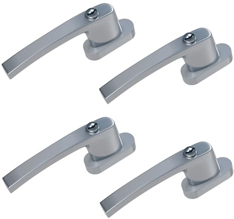 BASI | 4er Set Fenstergriff abschließbar | Farbe Weiß oder Silber | Aluminium | Balkontürgriff | Kindersicherung | Stiftlänge 35 mm | Griff für Fenster Terassentür | 4 Stück | 8 Schlüssel