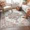 Rugs Living Room 120x170 cm Machine Washable Rugs Soft Low Pile Carpet Anti Slip Area Rugs Oriental Rug for Bedroom Kitchen Dining Home Decor, Brick-Red