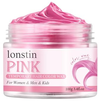 Colore temporaneo per capelli lavabile, rosa, cera temporanea, colore naturale, per uomini, donne, feste, cosplay, Halloween, Natale