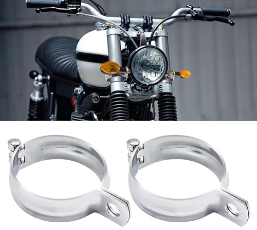 YnGia Motorcycle Turn Signal Light Bracket, 2PCS Universal 52-60mm Turn Signal Indicator Holder Fork Clamps Mount Bracket, Sliver