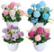 XIAQICA 4 Pièces Mini Plantes artificielles en Pot Petite Chrysanthème Boule Fleurs Artificielle Plastique Fleur Plante en Pot Interieur ExtéRieur DIY Déco Salon Mariage Table Fête