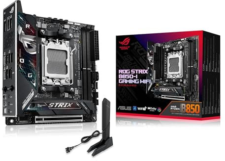 ASUS ROG Strix B850-I Gaming WiFi AMD AM5 B850 Mini-ITX mITX Motherboard 10+2+1 Stages, DDR5, 2.5G LAN, WiFi 7, 2X M.2, PCIe® 5.0 x16, USB 20Gbps Type-C®, AI Overclocking, AI Networking II, Aura Sync
