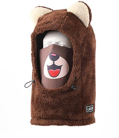 LECAGE Sturmhaube Warme - Ski Helmkompatibel – Cute 3D Tier-Design - Microfleece - Winddichte, Balaclava Sturmmaske Unisex für Ski/Radfahren, Abdeckung Verstellbare Skimaske