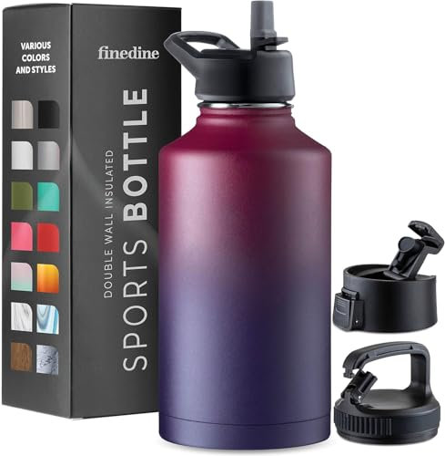 Triple-Walled Insulated Stainless Steel Water Bottle with Straw – 1888ml Large Capacity – 3 Leak-Proof Lids for Hot & Cold Drinks – Ideal for Travel, Camping, Hiking, Gym (Dreamy Purple)