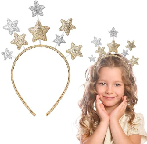 LQTSLFM Weihnachten Sterne Haarreifen,Glitzerstern Stirnband,Haarreif Sterne,Glitzer Band Zubehör für Frauen Kinder Erwachsene Urlaub Festival Geburtstagsfeier