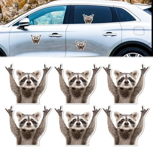 Yuqilin Auto Aufkleber,Waschbär Autoaufkleber Lustige Autoaufkleber Motorrad Aufkleber Motorradhelm Dekor Aufkleber Wohnmobil Heckscheibenaufkleber Auto,für Autos Computer