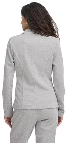 ICHI IHKATE Jacquard Damen Blazer Jackenklazer mit Reverskragen Paspeltaschen V-Ausschnitt 1-Knopf-Form leicht elastisch Slim fit