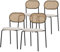 ML-Design Esszimmerstühle 4er Set Beige, Küchenstuhl mit Rattan Rückenlehne, Gepolsterte Stühle mit gebogener Netzrücke, Rattanstuhl mit Metallbeinen, Armlose Polsterstühle, Akzentstühle für Esszimmer