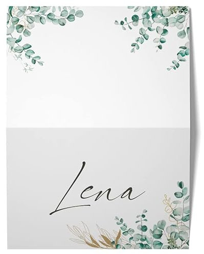 Hochwertige Tischkarten für die Hochzeit – Geburtstag – Konfirmation - Namenskarten, Platzkarten (Eukalyptus 3, 25)
