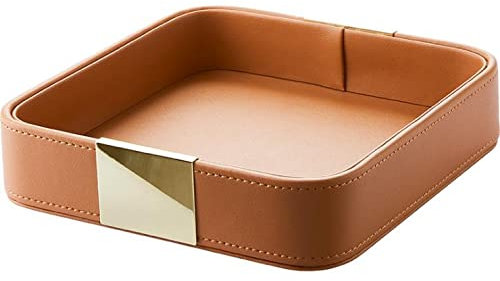 YXUANYZNB Bandeja de cuero para cartas, caja de almacenamiento de escritorio, almacenamiento de escritorio, billeteras para llaves, bandeja para teléfonos celulares, mesita de noche o organizador de