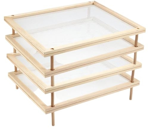 Séchoir à herbes – Séchoir alimentaire empilable en bois avec filet | Séchoir à pâtes en bois | Support de séchage de nouilles | Support de stockage de fruits | Séchoir alimentaire pour sécher les Fru