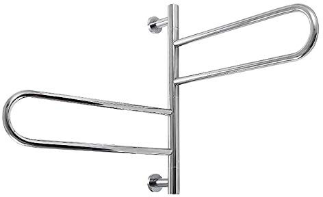YHJZSM Wall Mounted Electric Towel Warmer, Plug-in 180° Swivel Bathroom Warmer Radiator Rack Silver Heated Towel Rail