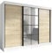 A&J MöbelLand Schwebetürenschrank ORAVELLE Kleiderschrank 3-türig mit Schubladen, und Spiegel, Garderobe 200 cm (Weiß | Sonoma)
