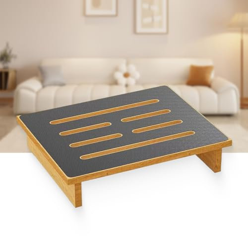 WRQIOO Tritthocker Holz, 3.5 Zoll Einstufiger Hocker mit Rutschfester Gummiauflage, Hölzerner Tritthocker, Holz Betttritthocker, Hölzerne Stepping-Hocker aus Massivholz für Küche,Badezimmer,Büro