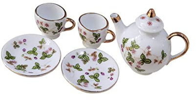 Kisangel 5piezas Juguetes De Cerámica para Té Miniatura De Vajilla Mini Taza De Cerámica para Juguete De Vajilla De Miniatura para Manualidades