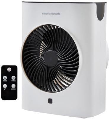 Morphy Richards HeatFlux 2kw Upright Fan Heater, Remote Control, 20m2, Anti-Freeze, Adjustable Thermostat, Timer, Touch LED Display, Low Noise, Auto Switch Off, Overheat Protection, White, 825200
