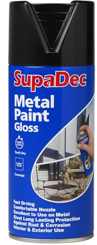 Supadec Metal Paint Smooth Gloss Black 400ml Aerosol | Direct to Rust Spray Paint for Metal Surfaces | Durable, Corrosion Resistant, Long Lasting Gloss Finish | Indoor & Outdoor Use