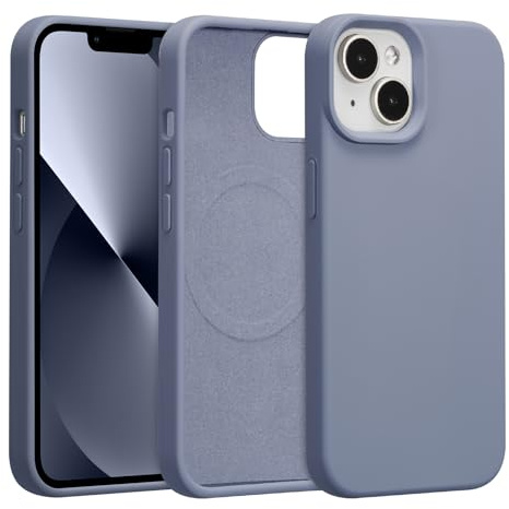 UCASONG Magnetic Liquid Silicone Phone Case for iPhone 15, Lavender Grey | 6.1Inch, Compatible with MagSafe, Cute Plain Solid Color Slim Case, Soft Smooth Matte Shockproof Protective Cover