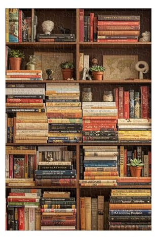 Bookshelf Plants Jigsaw Puzzles for Adults 50, Fun Challenging Educational Games, Difficult Jigsaw Puzzles for Adults, Puzzle 50 Pieces