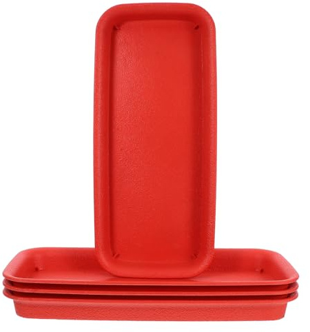 BESTOMZ Bacs à Eau Rectangulaires Lot de 4 pour Pots de Fleurs en Résine Base Stable pour Plantes d'Intérieur et Plateau de Drainage