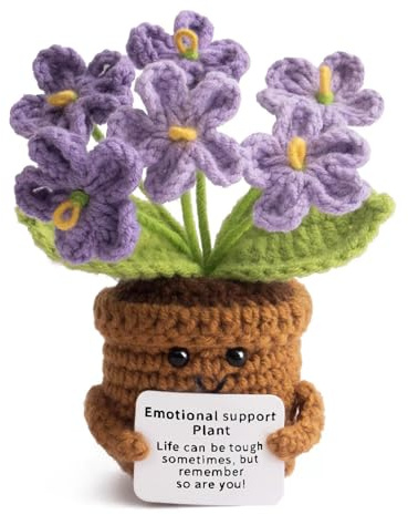 FOSDICK Fiori Positiva, Patata Positiva Uncinetto, Viola Positive Fiori Finti Supporto Emotivo, Motivazionale con Carta, Fiori Non ti Scordar di Me Portafortuna Regalo Donna Famiglia Amici Collega