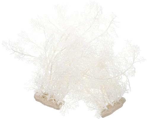 Cabilock Plantes Artificielles Décoration en Plastique Blanc pour Aquarium Lot de 2 Matériau Doux et Facile à Entretenir et Terrarium Reptile