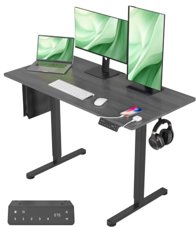 Geleisens Höhenverstellbarer Schreibtisch 120x60cm | mit USB-A/C, Schreibtisch Höhenverstellbar Elektrisch, Ergonomischer Steh-Sitz Computertisch für Homeoffice und Büro