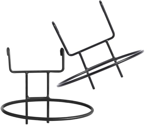TEHAUX 2pcs Iron Flower Pot Holder Wall Planters for Outdoor Plants Balcony Hanging Bracket Space Saving Heavy Duty Pot Hanger Ring with Easy Installation